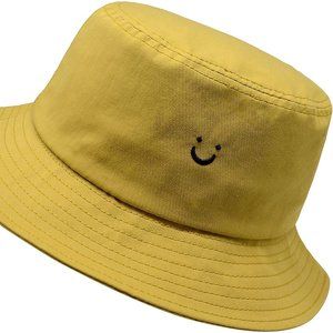 Hat Summer Unisex Face Smile Yellow
